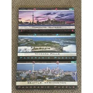 Buffalo Lot of 3 Panoramic Puzzles 750 Piece Toronto, Seattle, & Niagara‎ Falls